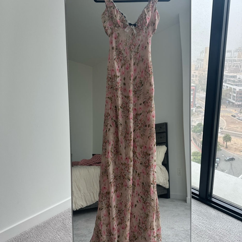 For Love And Lemons Pink Floral Maxi Dress